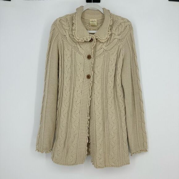 Matilda Jane Large Miso Button Cardigan Sweater Vintage Cottage Fairy Tan Rare - Picture 12 of 12